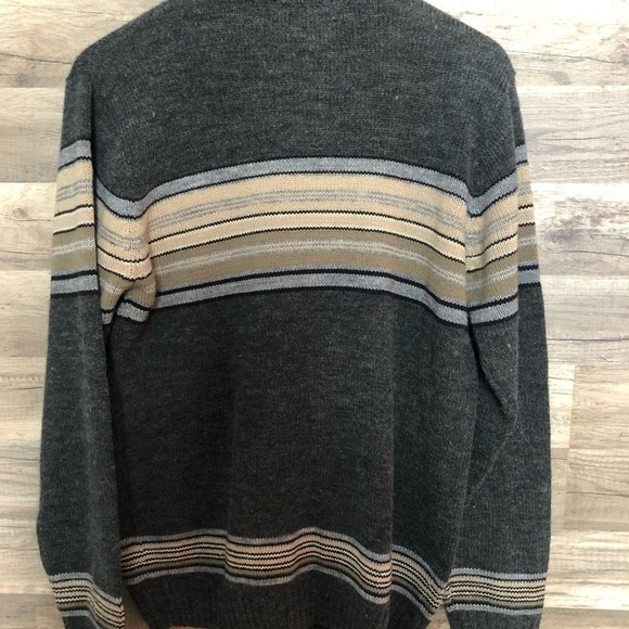 Vintage Zip Up Neutral Wool Blend Turtleneck Knit Cardigan Sweater Small - Picture 9 of 10